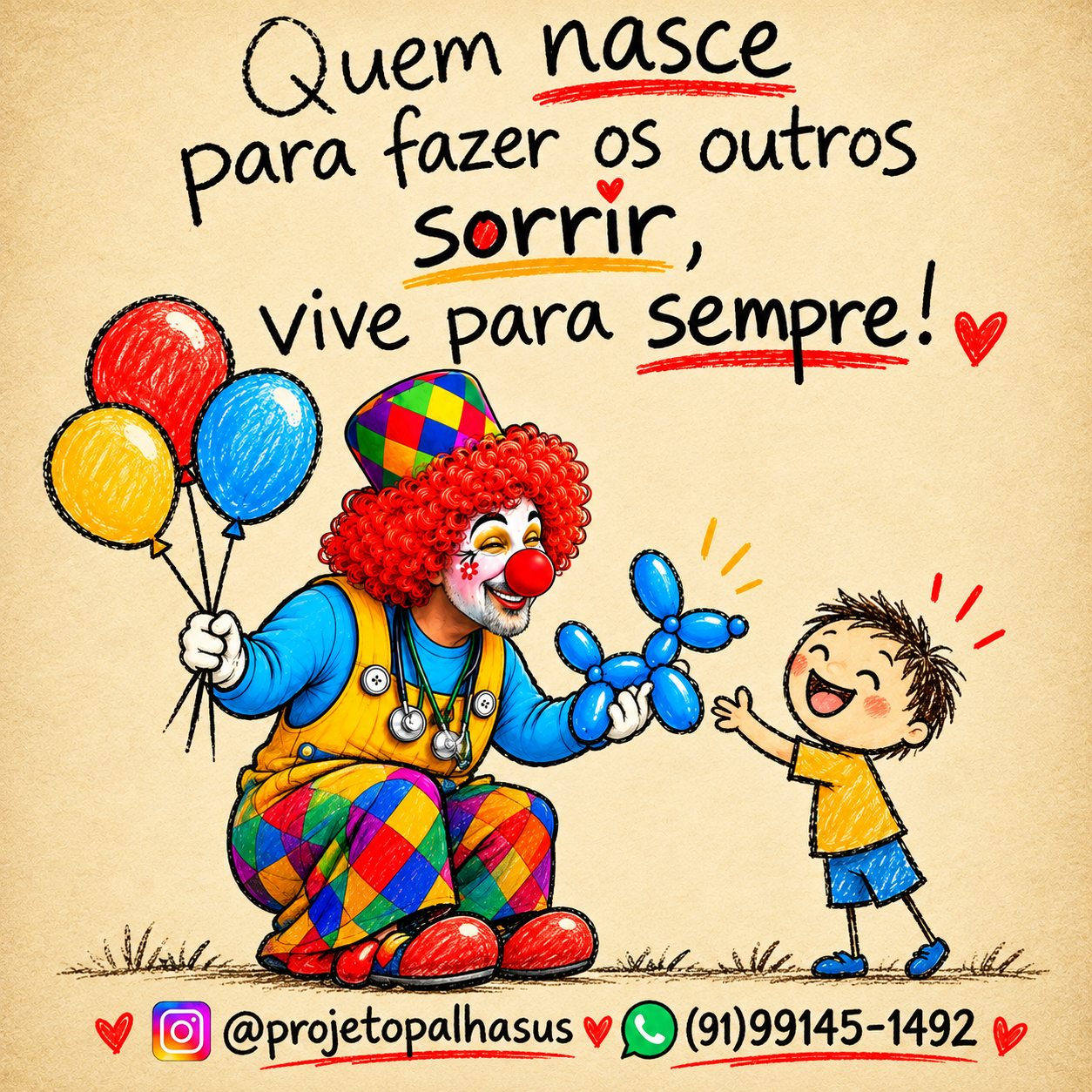 Arte do palhaço com criança